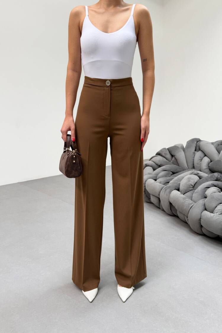 Metal Button Palazzo Trousers