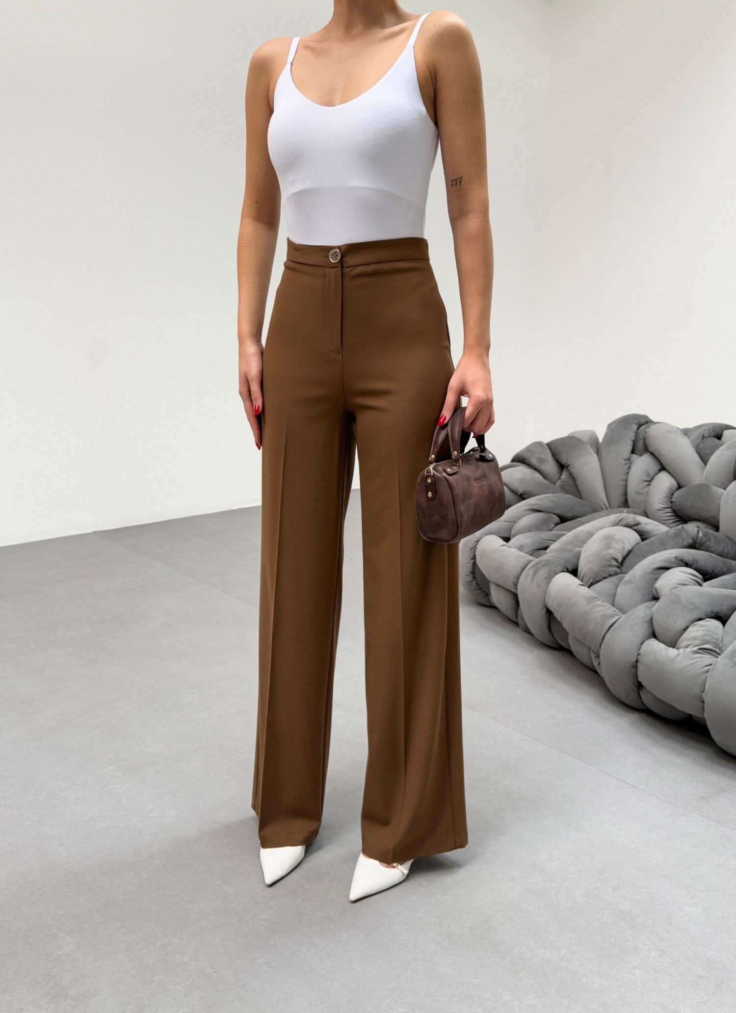 Metal Button Palazzo Trousers - Ouz Fashion - Globality Store - Women Clothes Wholesale Turkey