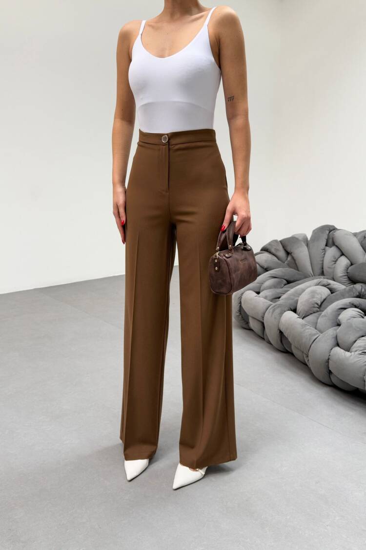 Metal Button Palazzo Trousers