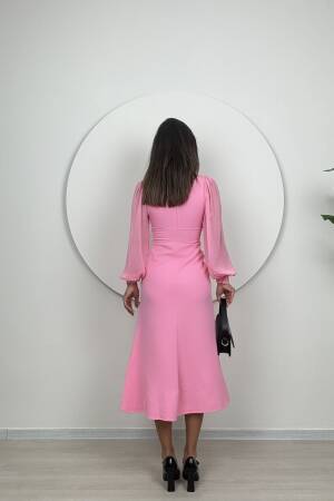 Sleeves Chiffon Atlas Dress - Brand: Miss Janell - Women's Clothing Wholesale - Globality Store