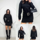 Knitted Buckle Mini Tight Dress - Miss Janell - Globality Store - Women Clothes Wholesale Turkey