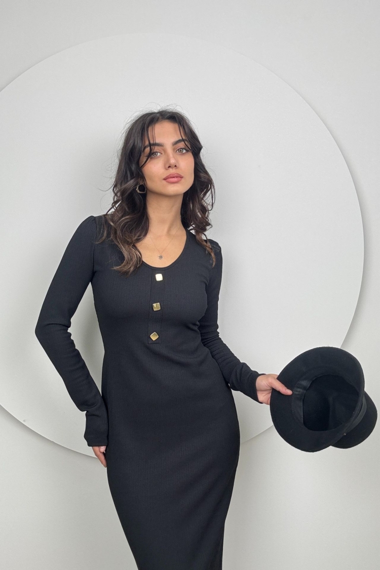 V Neck Knitted Dress