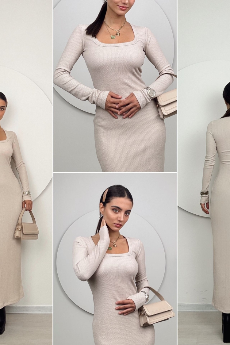 U Neck Knitted Dress