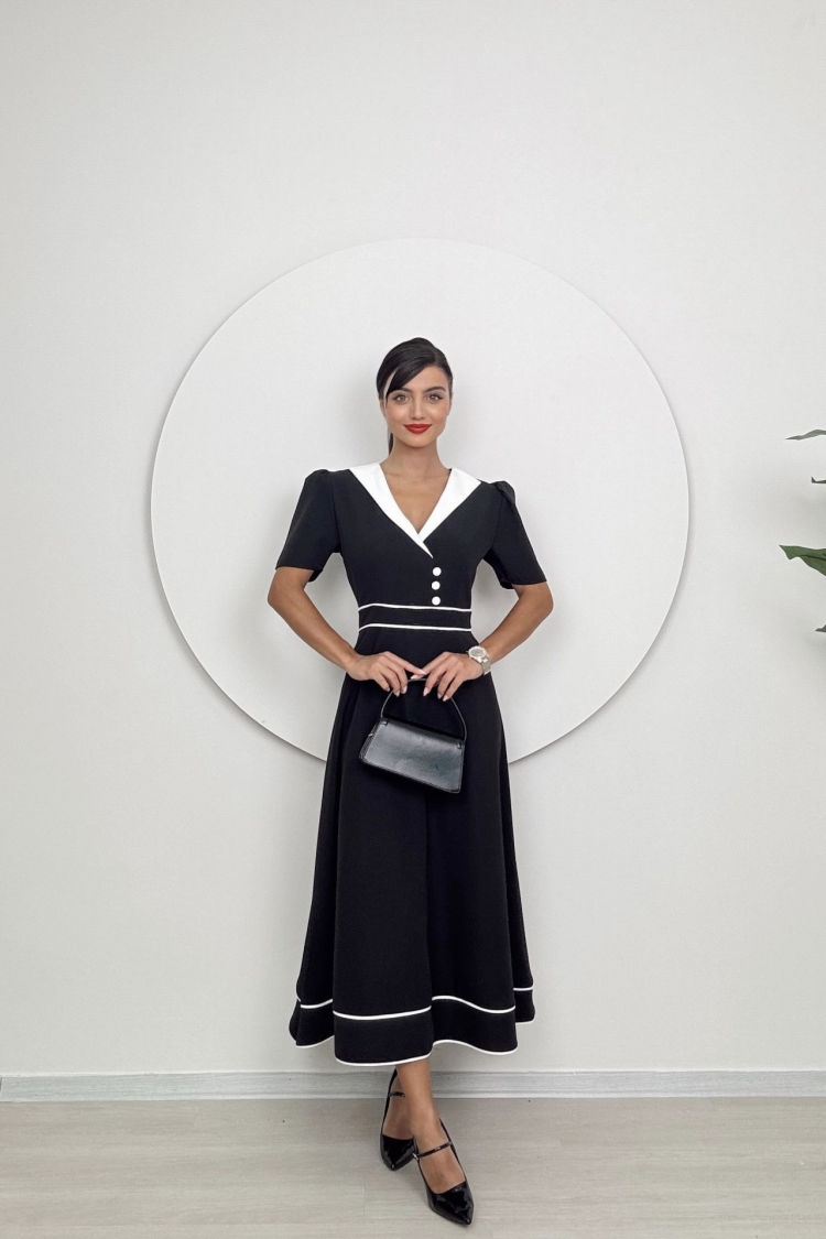 Atlas Midi Dress With Collar Detail