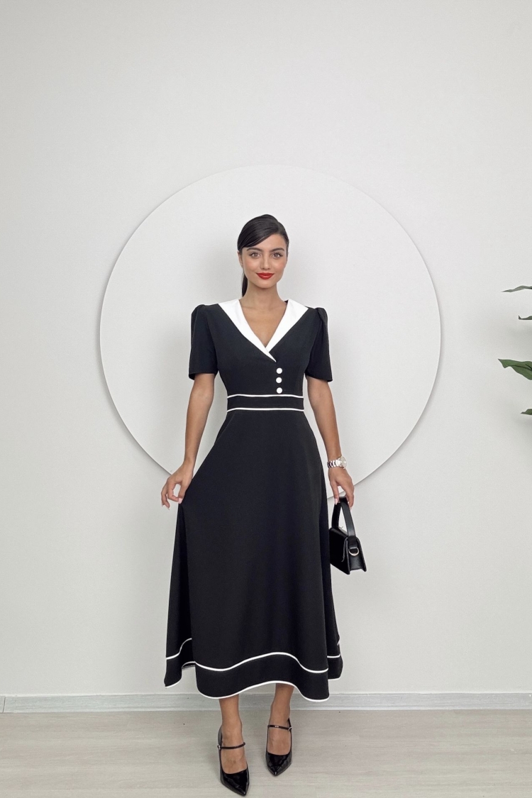 Atlas Midi Dress With Collar Detail