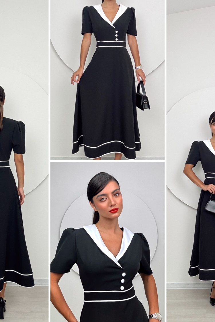 Atlas Midi Dress With Collar Detail