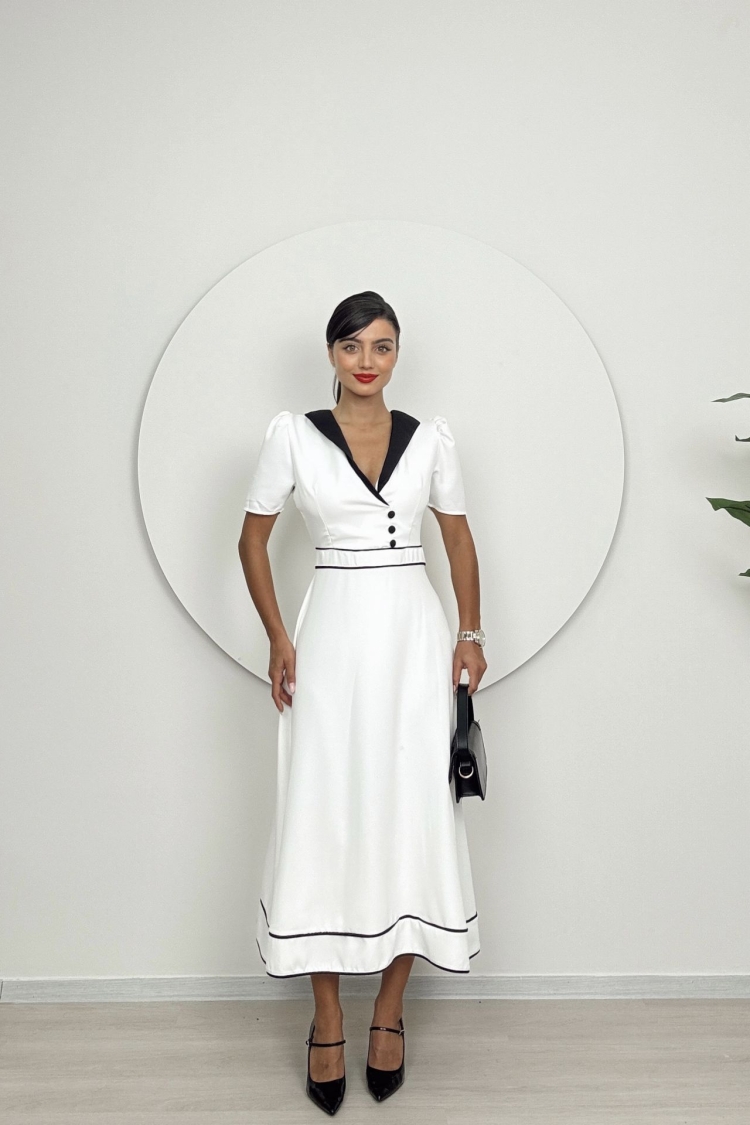 Atlas Midi Dress With Collar Detail