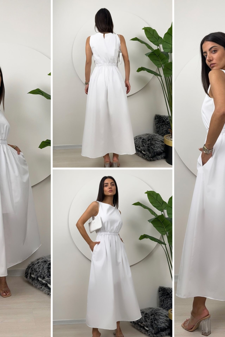 Elastic Waist Sleeveless Dress