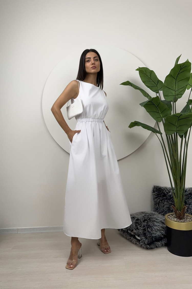 Elastic Waist Sleeveless Dress - Miss Janell - Globality Store - Women Clothes Wholesale Turkey