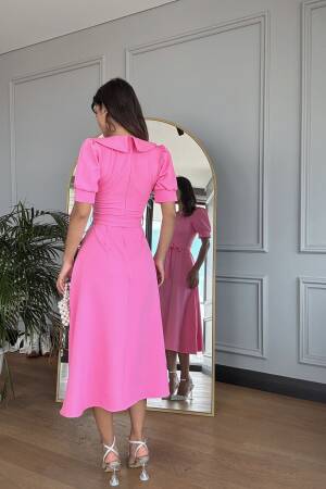 Baby Collar Belted Midi Dress - Brand: Miss Janell - Women's Clothing Wholesale - Globality Store