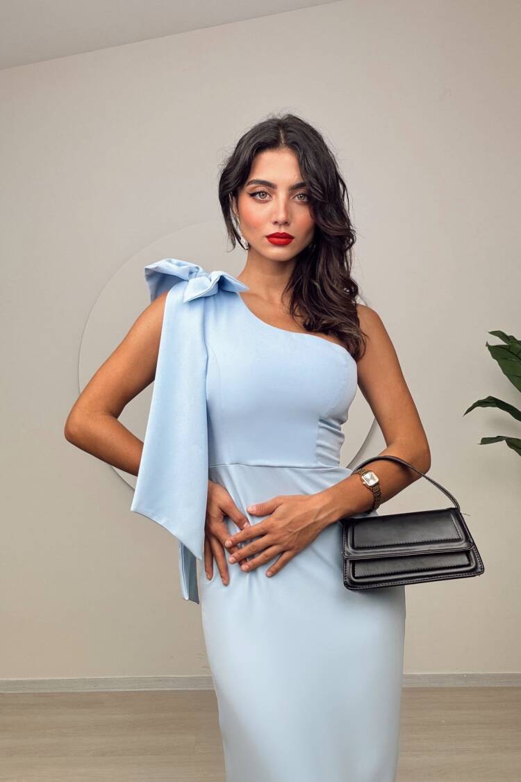 One Shoulder Bow Dress - Miss Janell - Globality Store - Women Clothes Wholesale Turkey