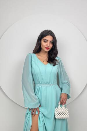 Chiffon V Neck Dress - Miss Janell - Globality Store - Women Clothes Wholesale Turkey