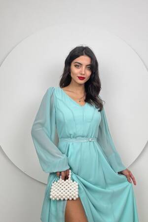 Chiffon V Neck Dress - Miss Janell - Globality Store - Women Clothes Wholesale Turkey