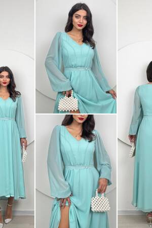 Chiffon V Neck Dress - Miss Janell - Globality Store - Women Clothes Wholesale Turkey