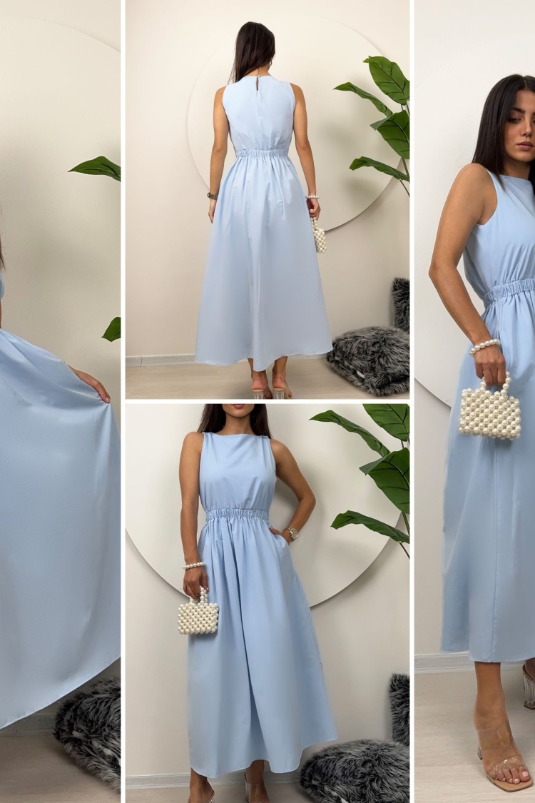 Elastic Waist Sleeveless Dress