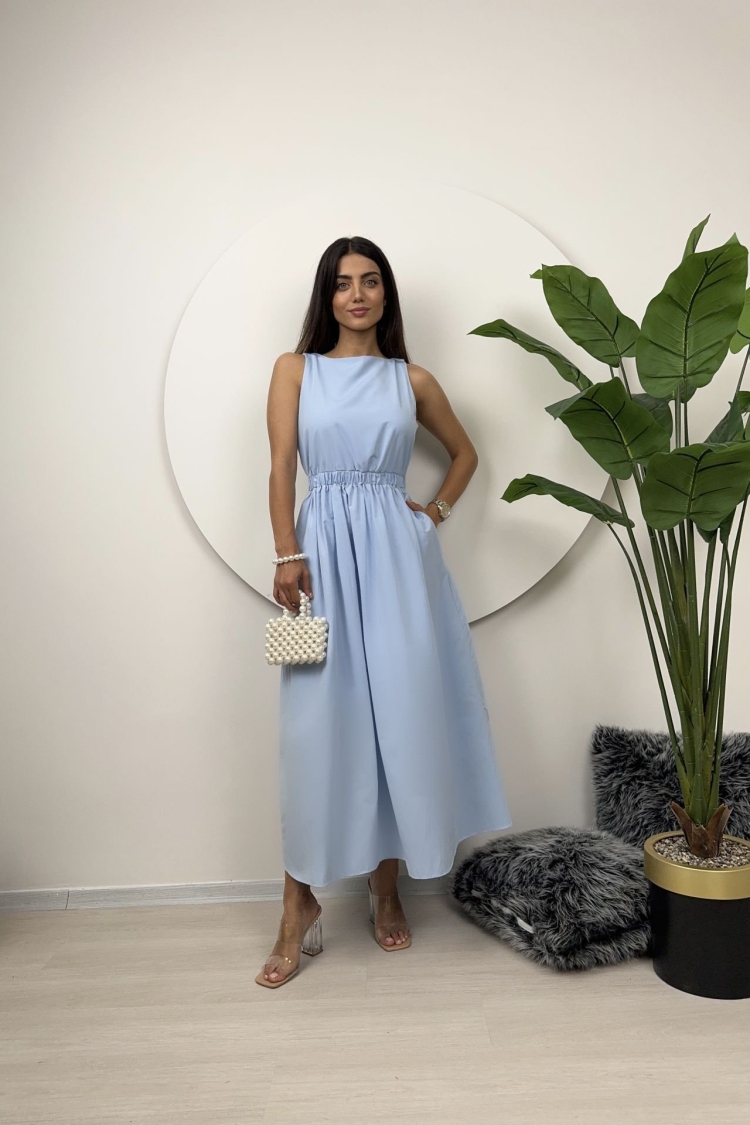 Elastic Waist Sleeveless Dress - Miss Janell - Globality Store - Women Clothes Wholesale Turkey