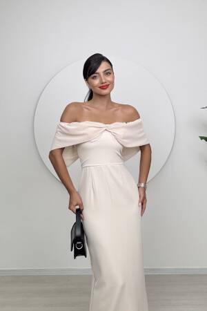 Strapless Chiffon Garnished Atlas Glop Dress - Miss Janell - Globality Store - Women Clothes Wholesale Turkey