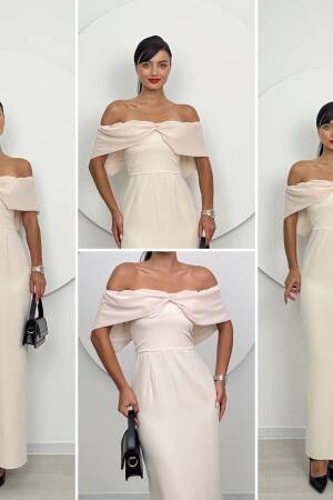Strapless Chiffon Garnished Atlas Glop Dress - Miss Janell - Globality Store - Women Clothes Wholesale Turkey