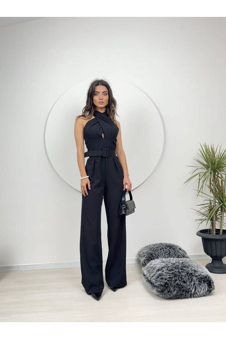 Mango Pattern Belt Detail Jumpsuit