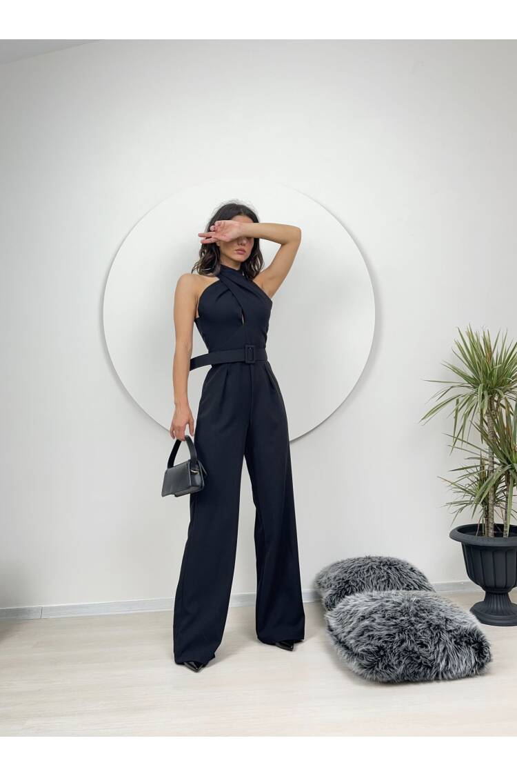 Mango Pattern Belt Detail Jumpsuit