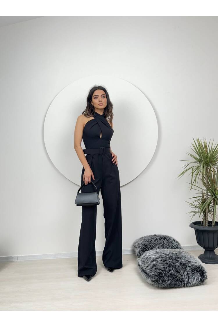 Mango Pattern Belt Detail Jumpsuit