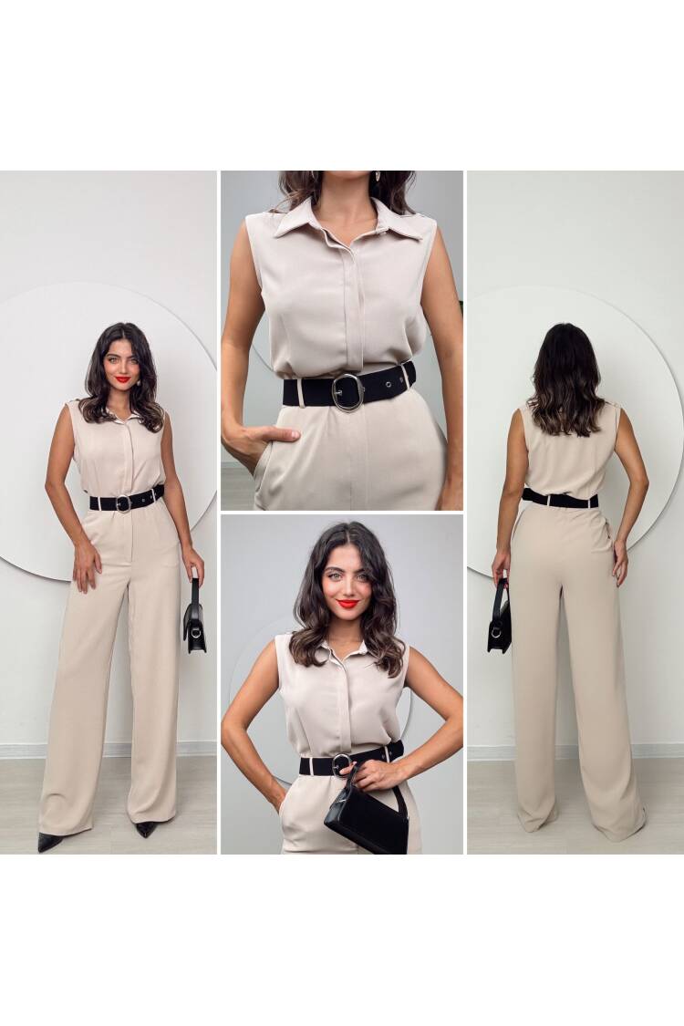 Belt Detail Mango Pattern Jumpsuit