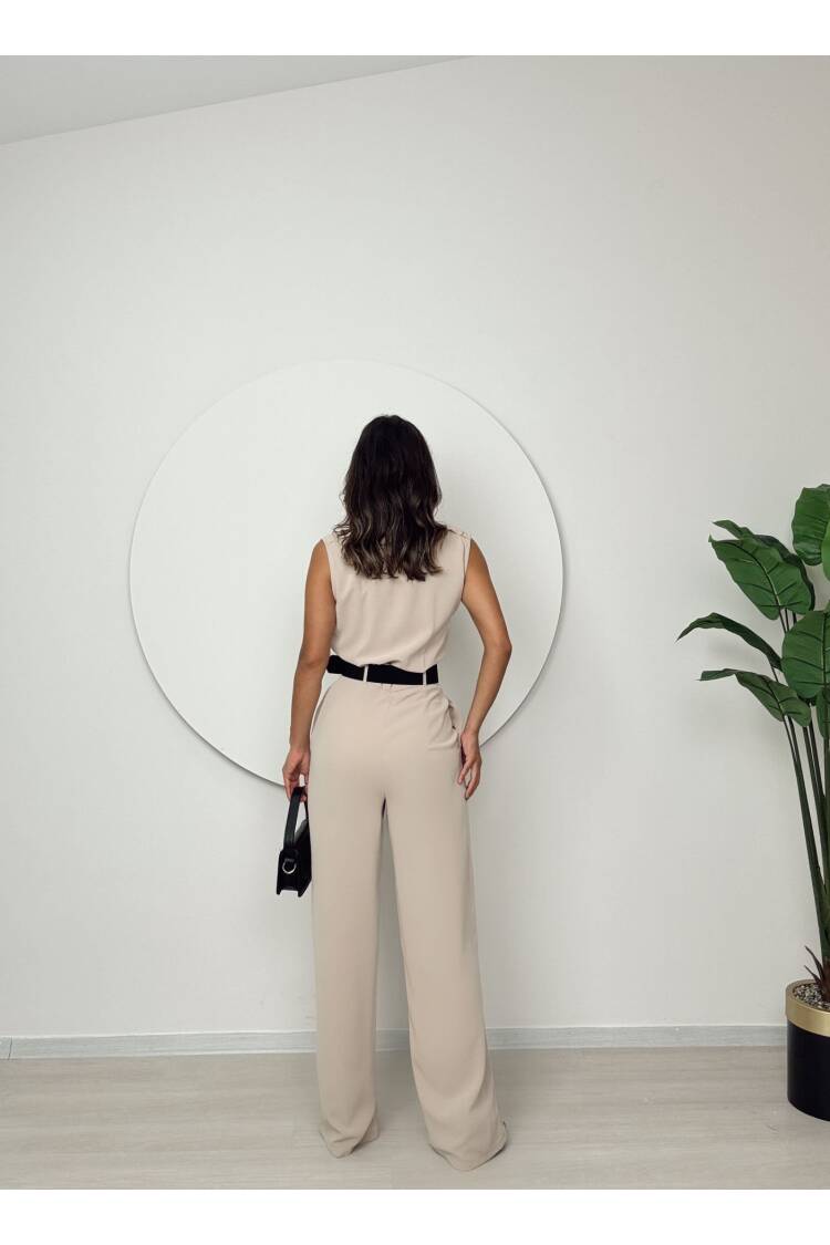 Belt Detail Mango Pattern Jumpsuit