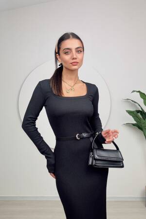 U Neck Knitted Dress - Miss Janell - Globality Store - Women Clothes Wholesale Turkey