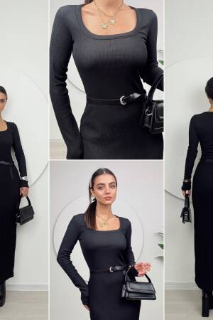 U Neck Knitted Dress - Miss Janell - Globality Store - Women Clothes Wholesale Turkey