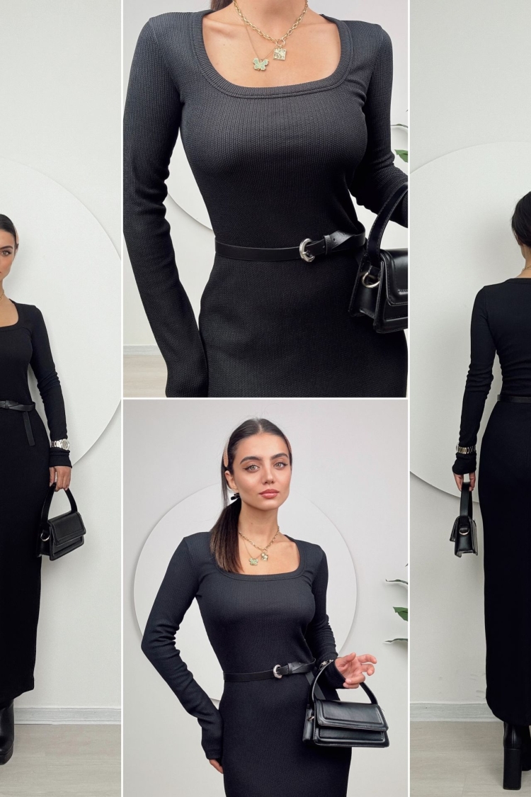U Neck Knitted Dress