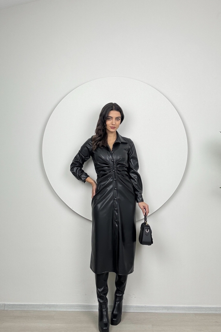 Line Leather Dress