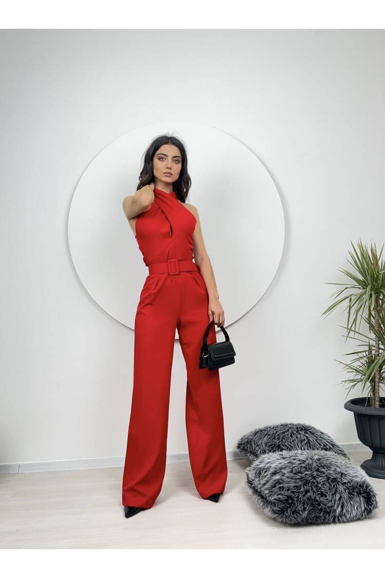 Mango Pattern Belt Detail Jumpsuit