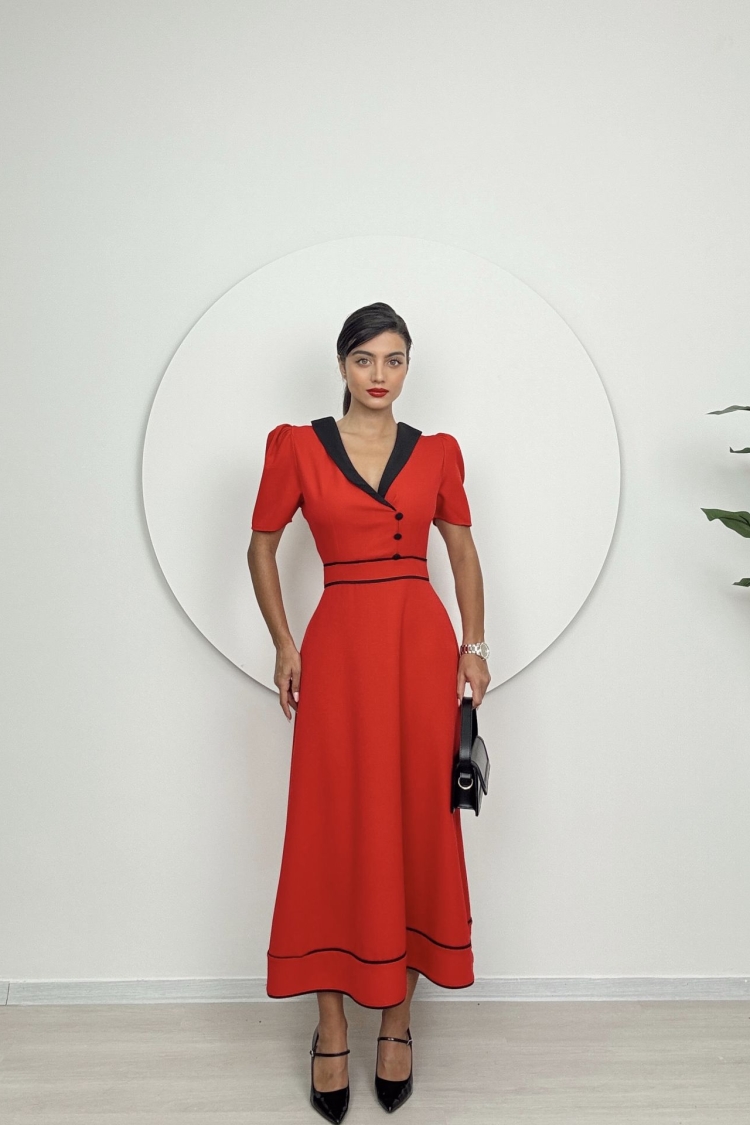 Atlas Midi Dress With Collar Detail