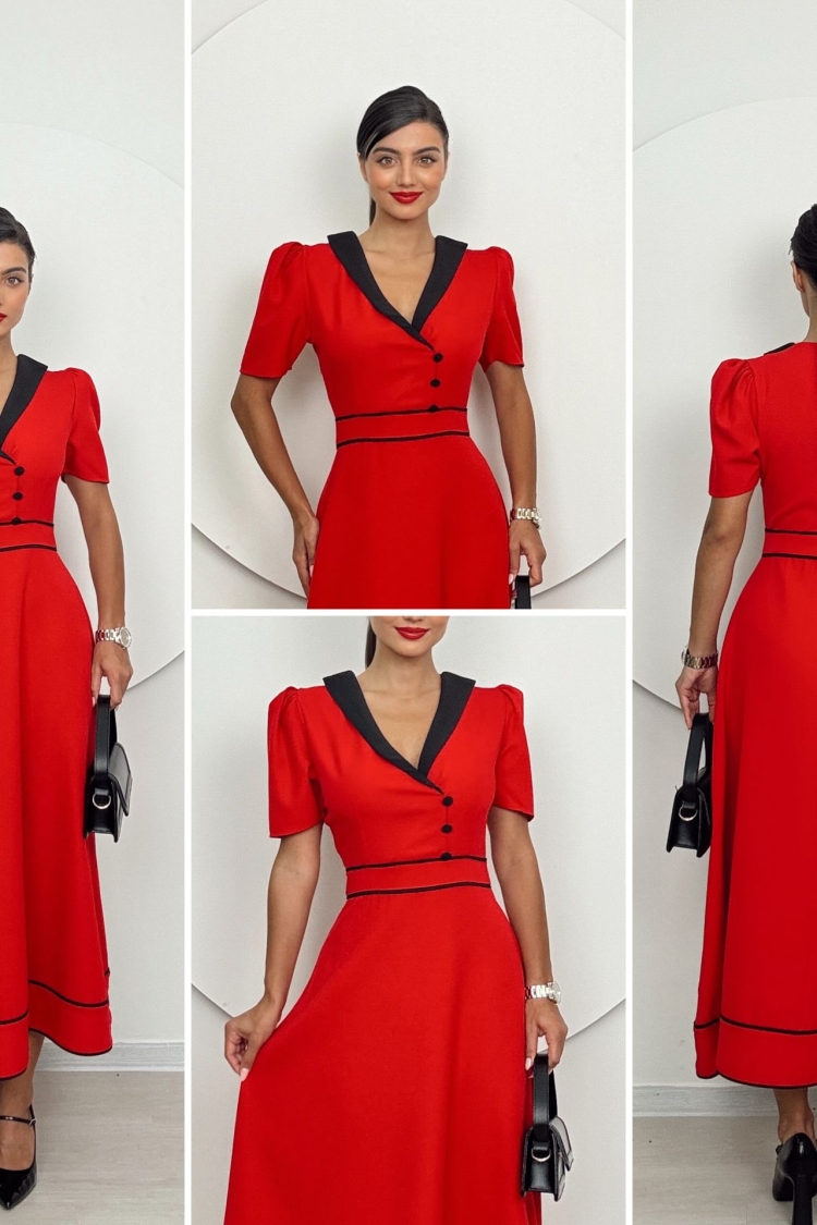 Atlas Midi Dress With Collar Detail