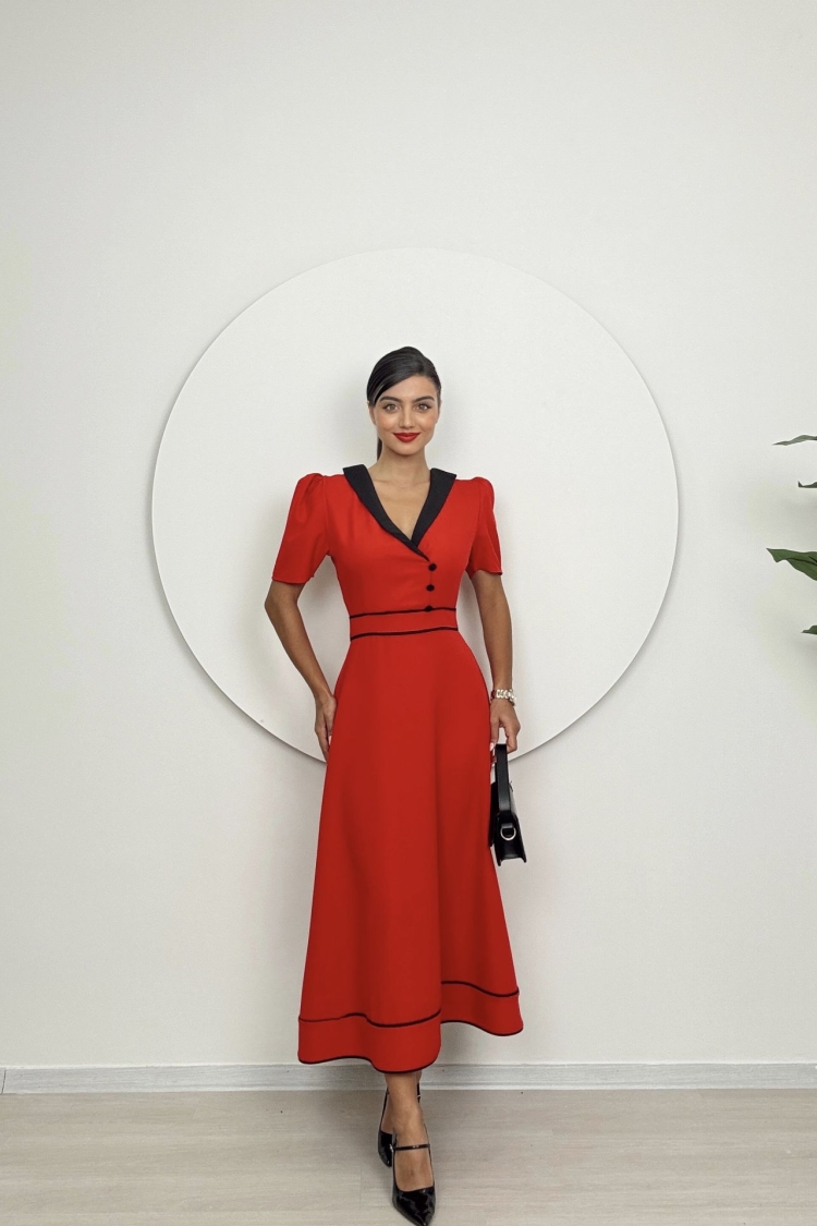 Atlas Midi Dress With Collar Detail