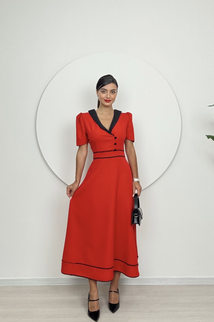 Atlas Midi Dress With Collar Detail