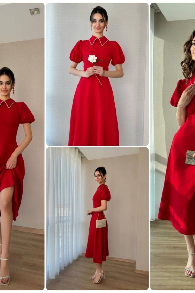 Collar Stone Stripe Maxi Size Atlas Dress
