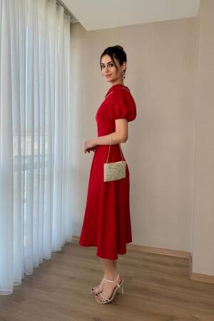Collar Stone Stripe Maxi Size Atlas Dress - Miss Janell - Globality Store - Women Clothes Wholesale Turkey