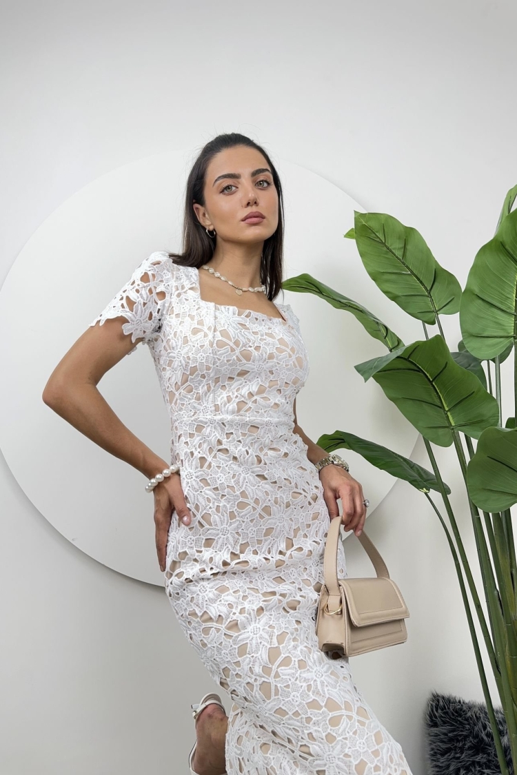 Guipure Long Dress - Miss Janell - Globality Store - Women Clothes Wholesale Turkey