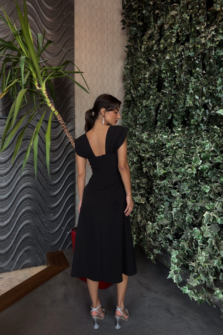 Chest Stripe Pearl Detail Dress