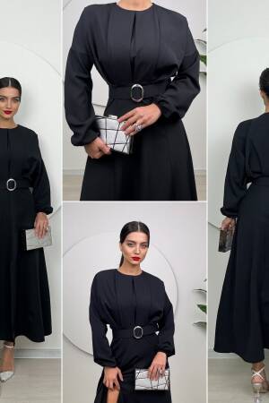 Long Dress With Pleated Belt - Miss Janell - Globality Store - Women Clothes Wholesale Turkey