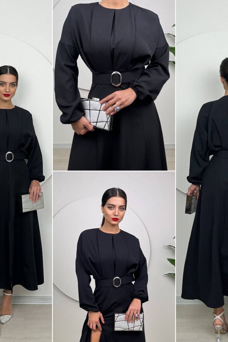 Long Dress With Pleated Belt