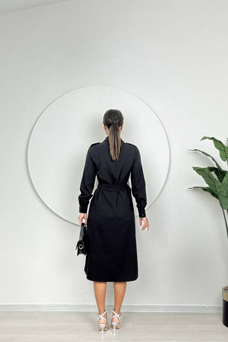 Long Dress With Pleated Belt