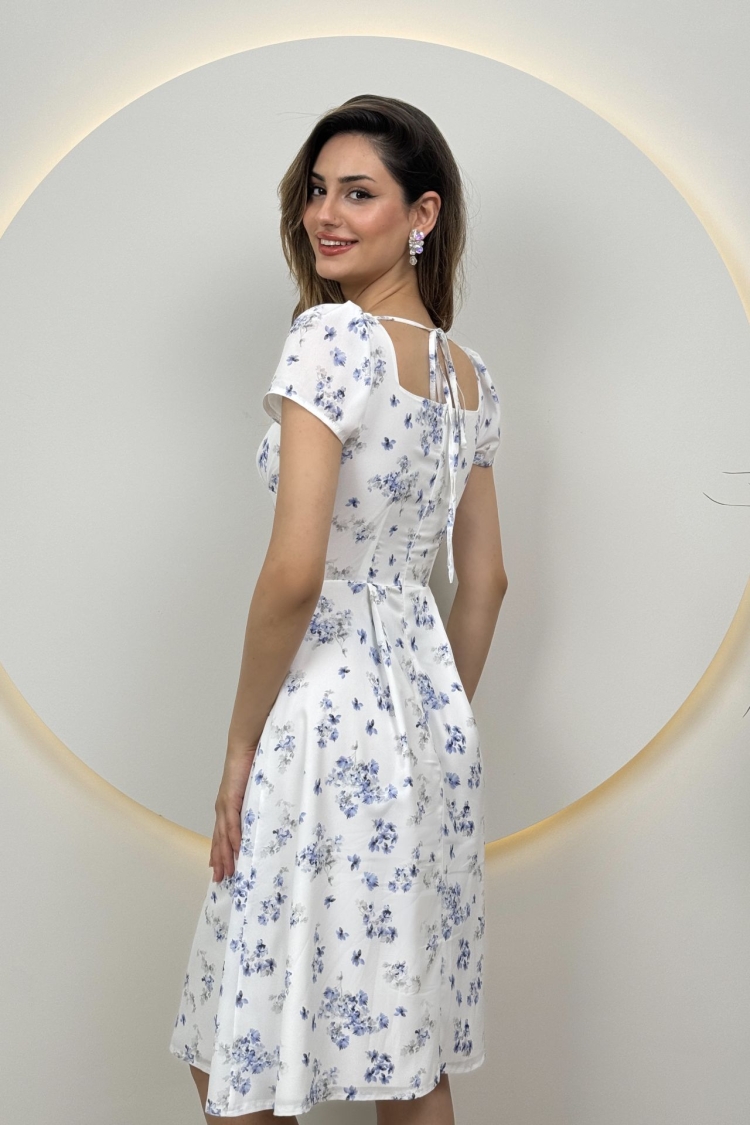 Floral Pattern Crepe Dress