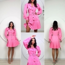 Pleated Short Dress - Miss Janell - Globality Store - Women Clothes Wholesale Turkey