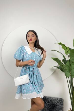 Collar Detail Crepe Mini Dress - Miss Janell - Globality Store - Women Clothes Wholesale Turkey