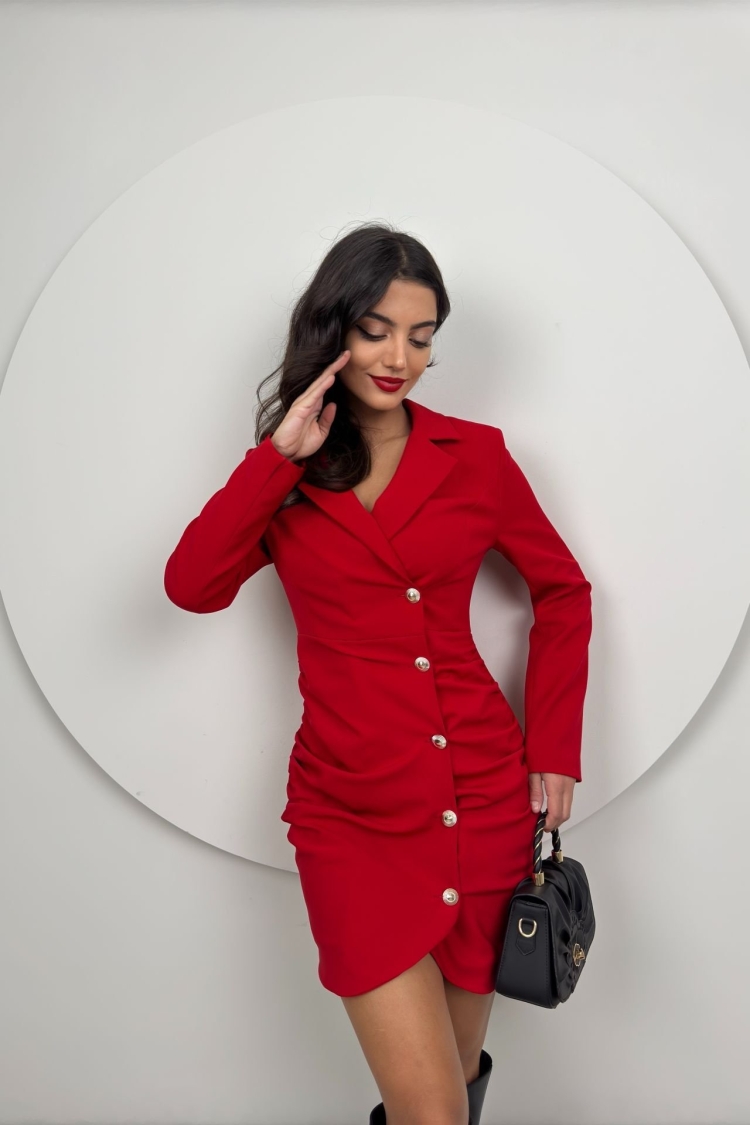 Ruffle Buttoned Jacket Dress - Miss Janell - Globality Store - Women Clothes Wholesale Turkey