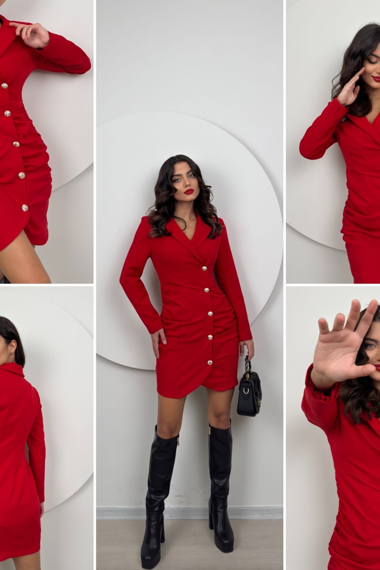Ruffle Buttoned Jacket Dress
