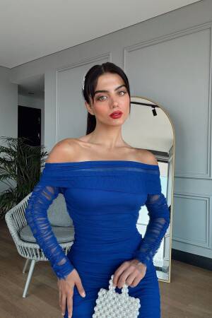 Strapless Ruffle Long Sleeve Tulle Dress - Miss Janell - Globality Store - Women Clothes Wholesale Turkey