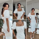 Sleeves Imported Fabric Pearl Deyat Dress - Miss Janell - Globality Store - Women Clothes Wholesale Turkey